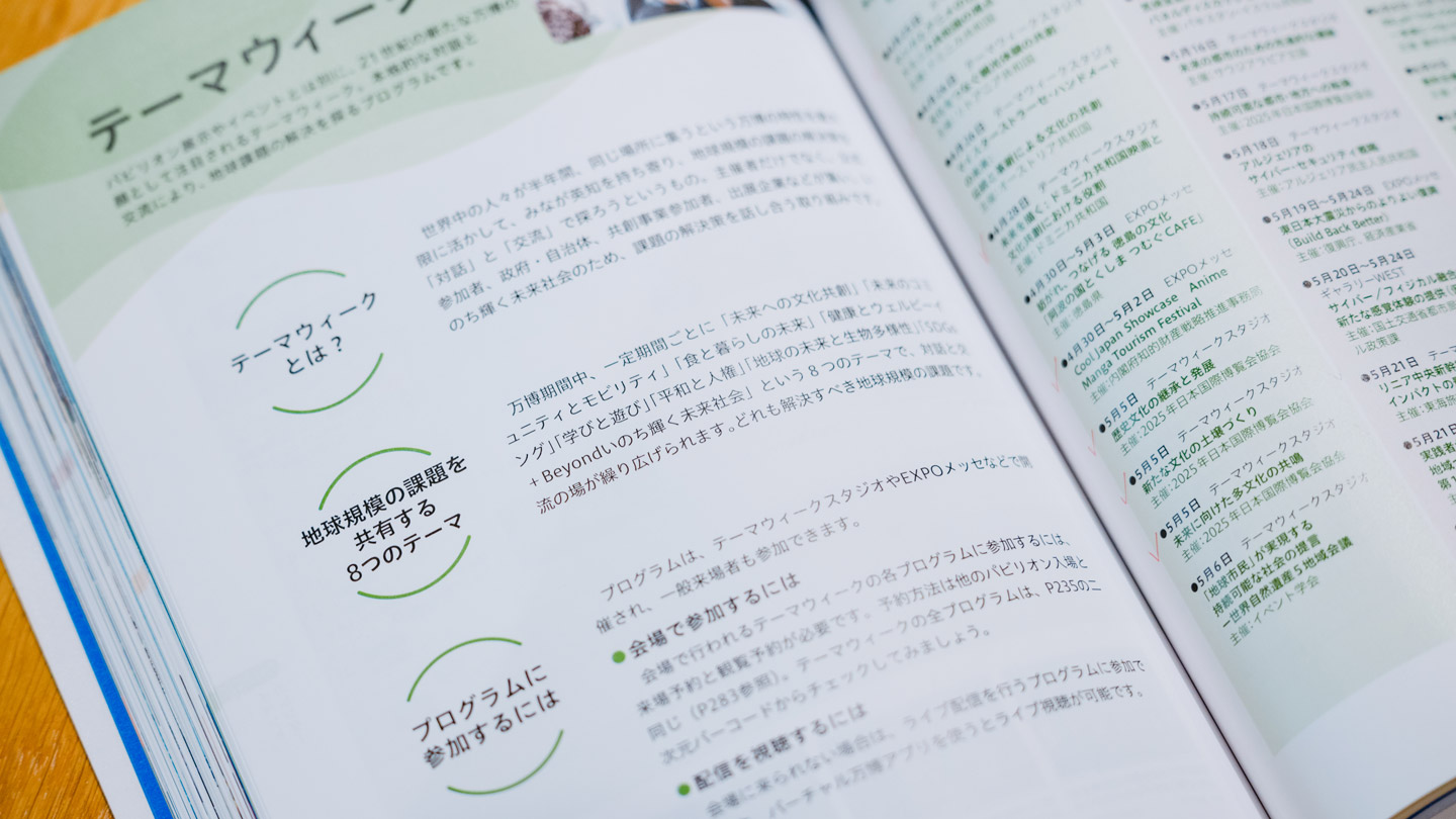 2025年開催、大阪・関西万博公式ガイド、テーマウィーク