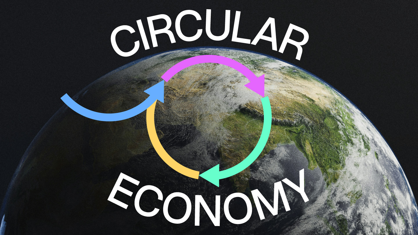 地球を背景にサーキュラーエコノミーの「循環」の様子を矢印で表現