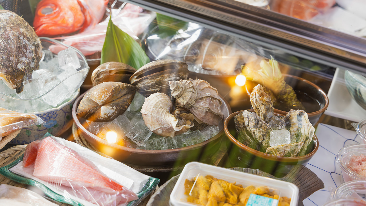 つぶ貝や金目鯛などの生鮮食品