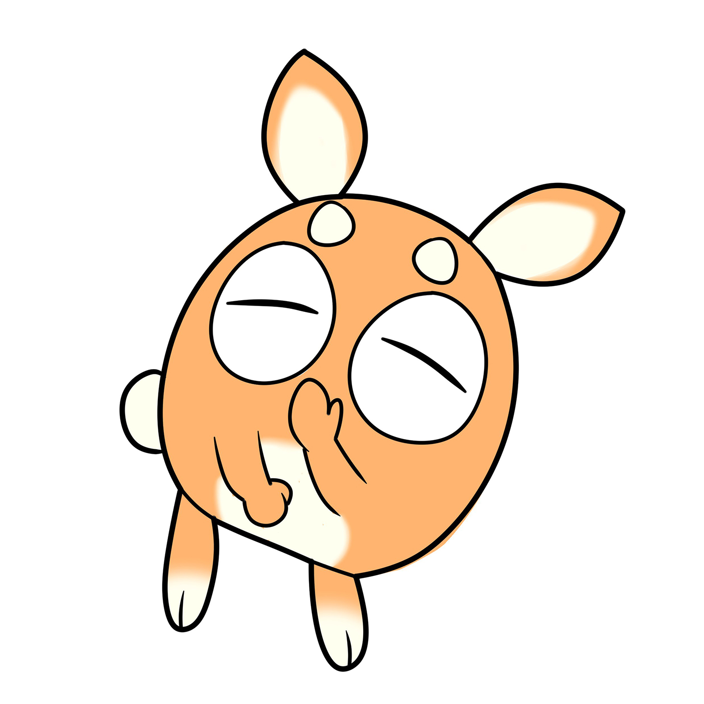 石塚千尋さんが描いた、オレンジ色の丸いキャラクター風の自画像