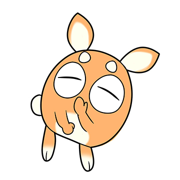 石塚千尋さんが描いた、オレンジ色の丸いキャラクター風の自画像